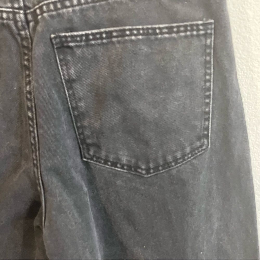 Bershka charcoal gray black straight cropped jeans distressed raw hem size 4 - Picture 10 of 12